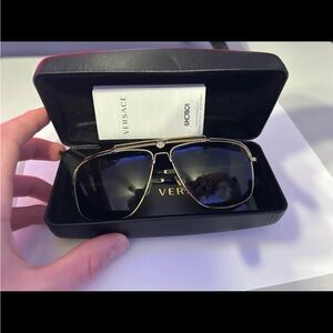 Versace Gold Metal Sunglasses with Dark Gradient Lenses